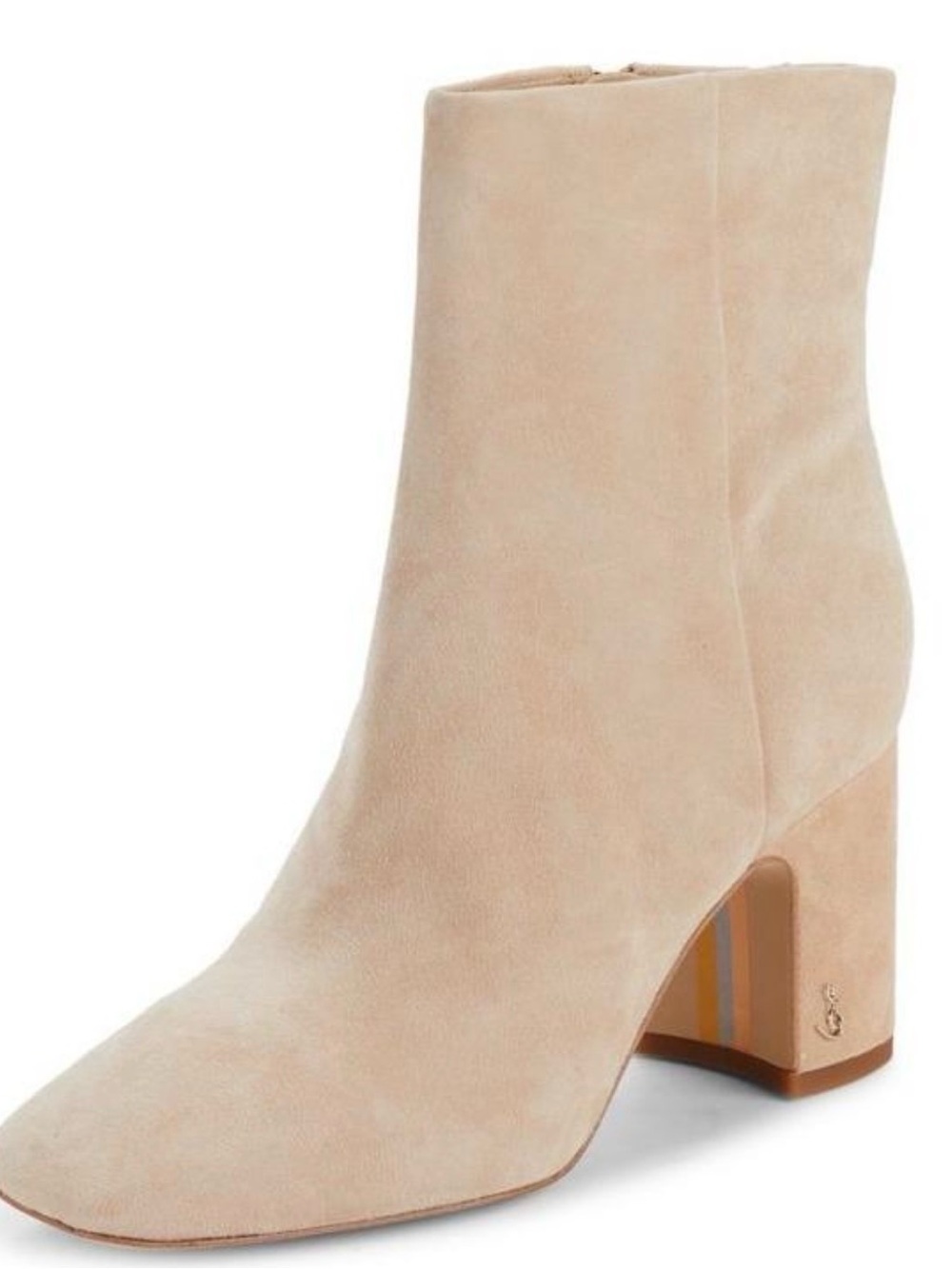 Sam Edelman Beige Suede Block Heel Ankle Booties | Size 8